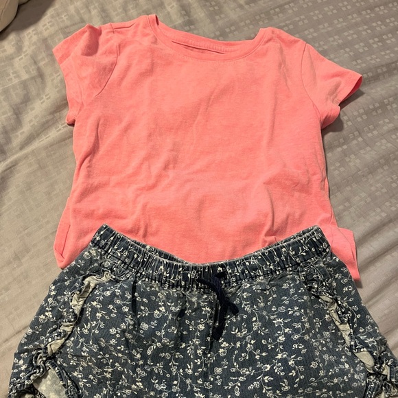 Hot Pink T. Shirt Girls 7/8 Medium Wonder Nation Bright Pink Plain Tee - Picture 6 of 6